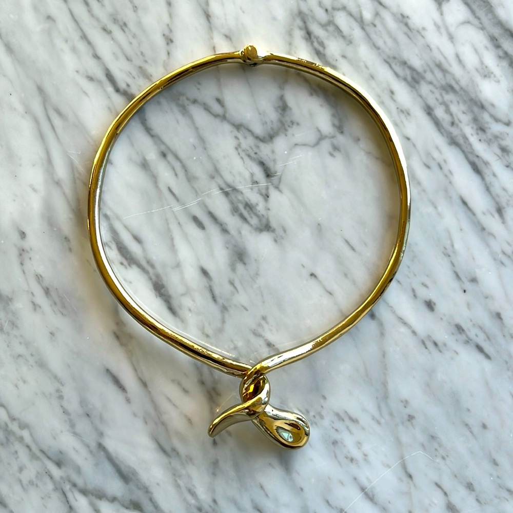 Bloomingdale's Gold Collar Choker Necklace Hinged Metal Statement